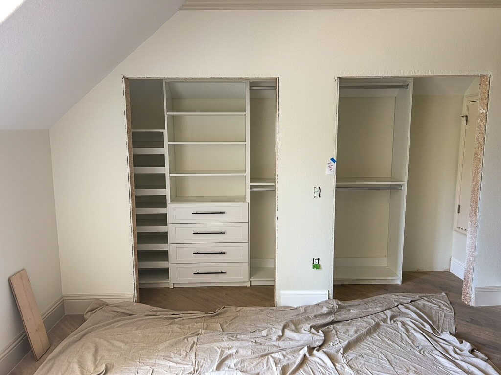 Image of custom built-in closets being installed by Gismondi Interiors of Lakeland, FL